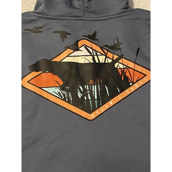 Ocean + Coast Mens Size L Bison Blue Hunting Scene Pullover Hoodie NWT - Picture 15 of 15